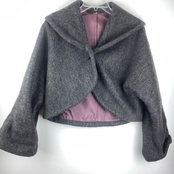 Vintage Jackets & Blazers - VINTAGE Wool blend cropped jacket plum satin lined jacket, size Medium